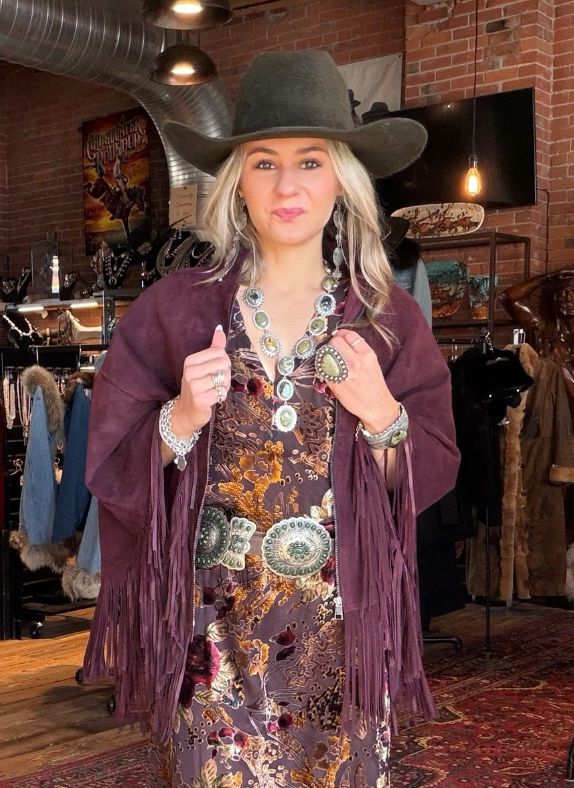Wine Suede Fringed Cape - CDW1WN