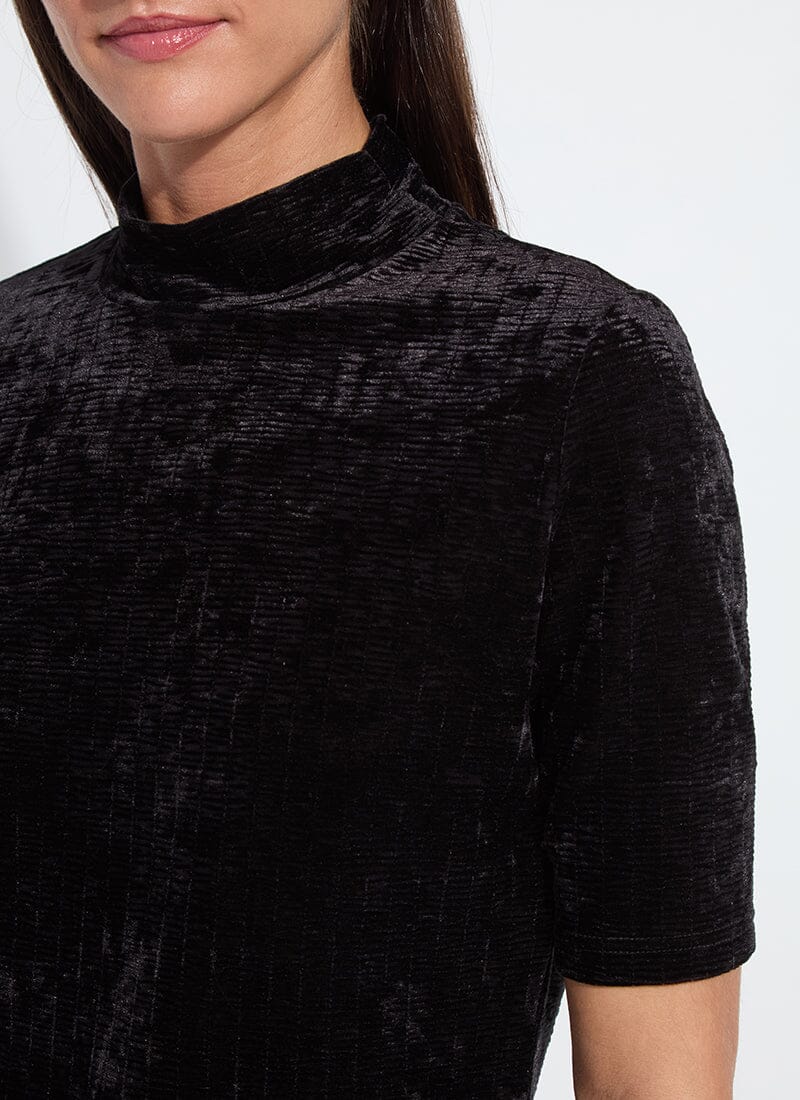 Winfred Black Smocked Velvet Top - Lysse' - LY3783