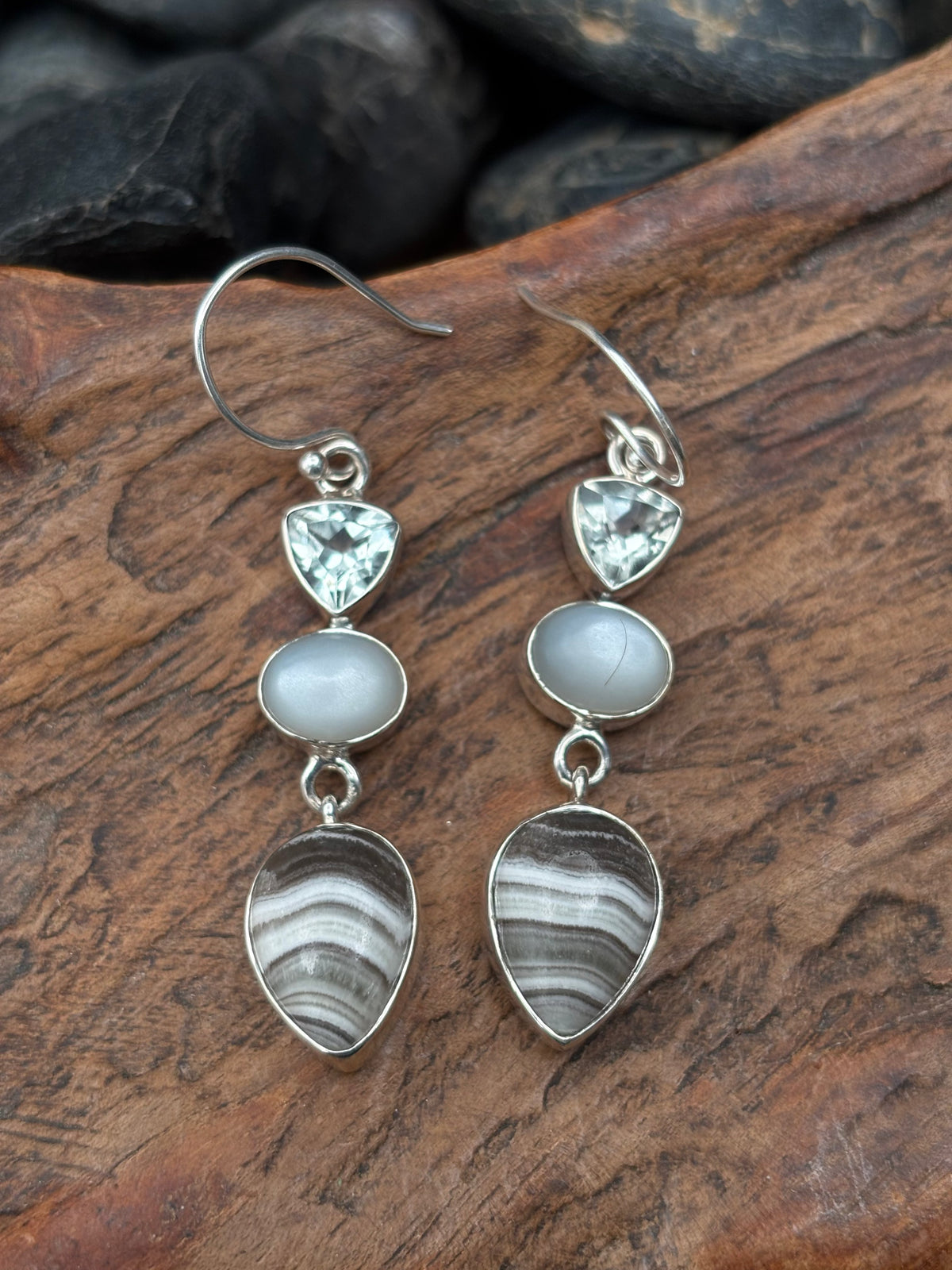 Zebra Jasper/Moonstone/Smokey Quartz Collar - NIG18