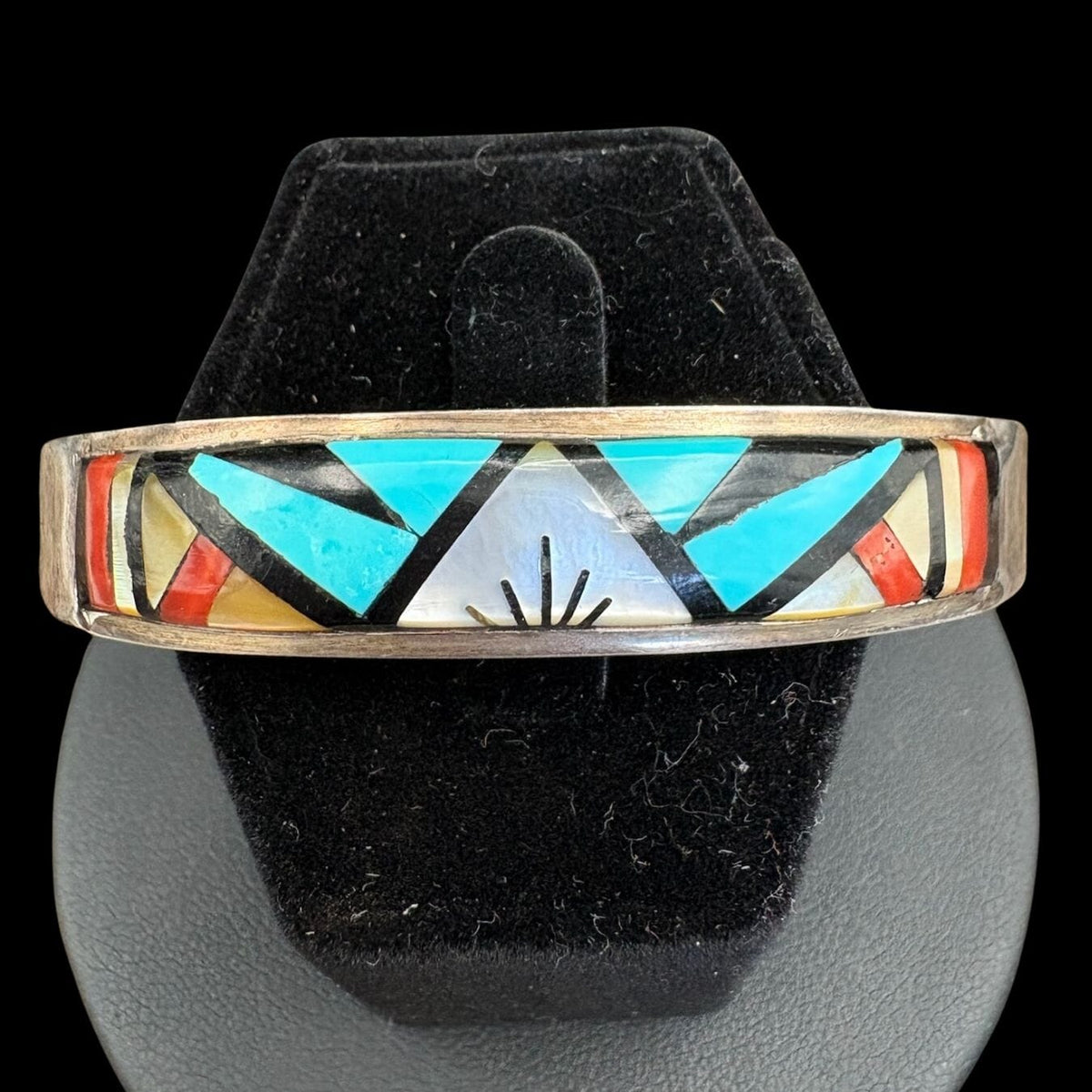 Zuni Inlay Cuff Set in Sterling - CMH298