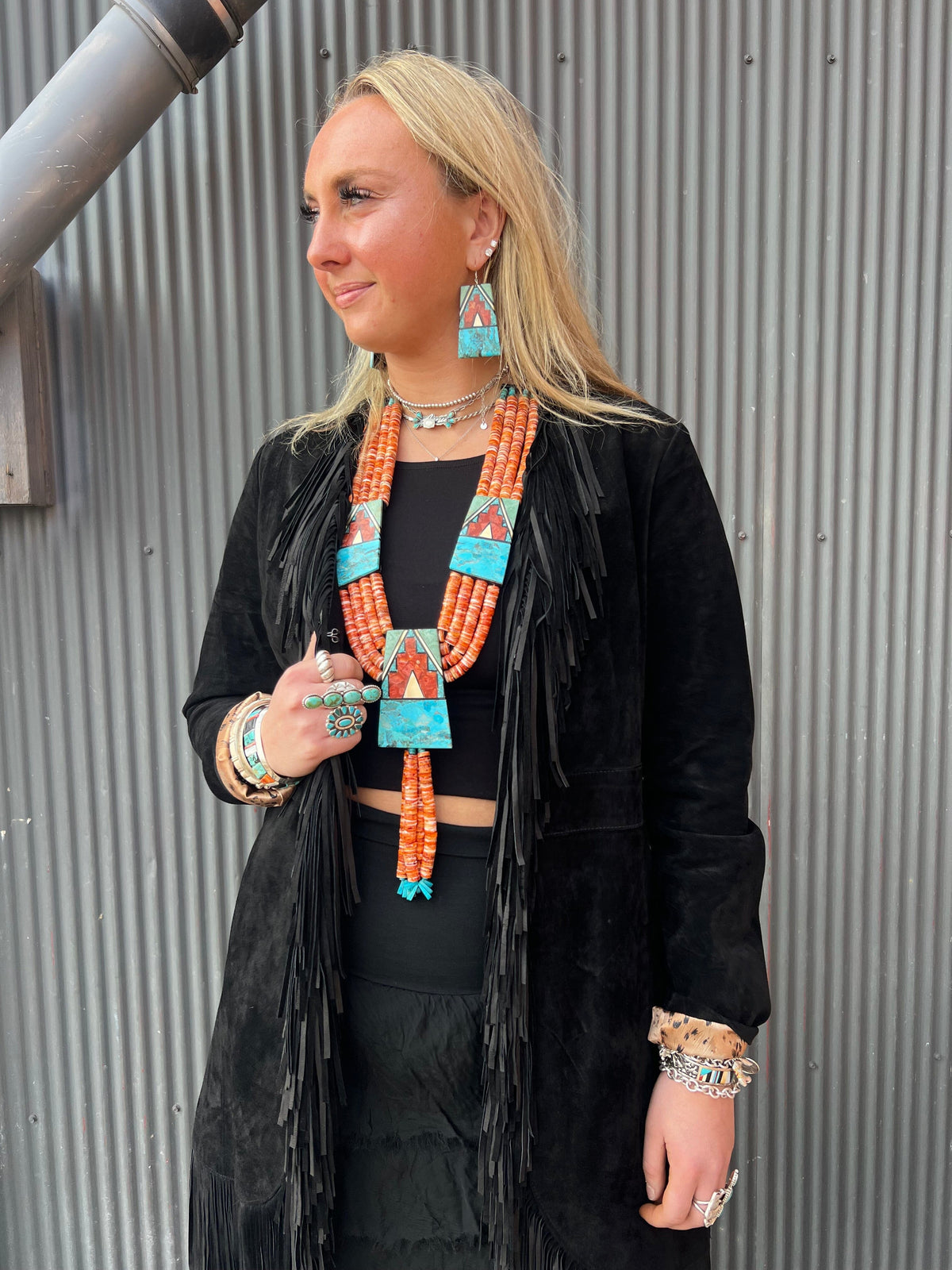 Zuni Inlay Necklace & Earring Set - NAZ60