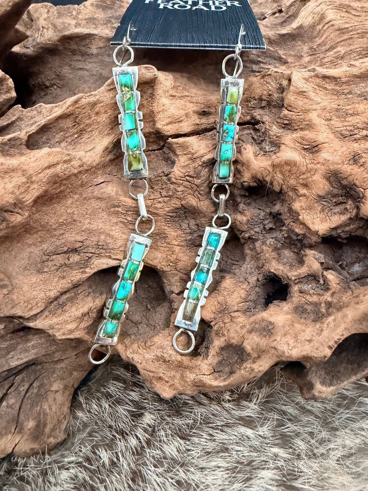 Zuni Inlay Sonoran Gold Turquoise Earring - EPD10