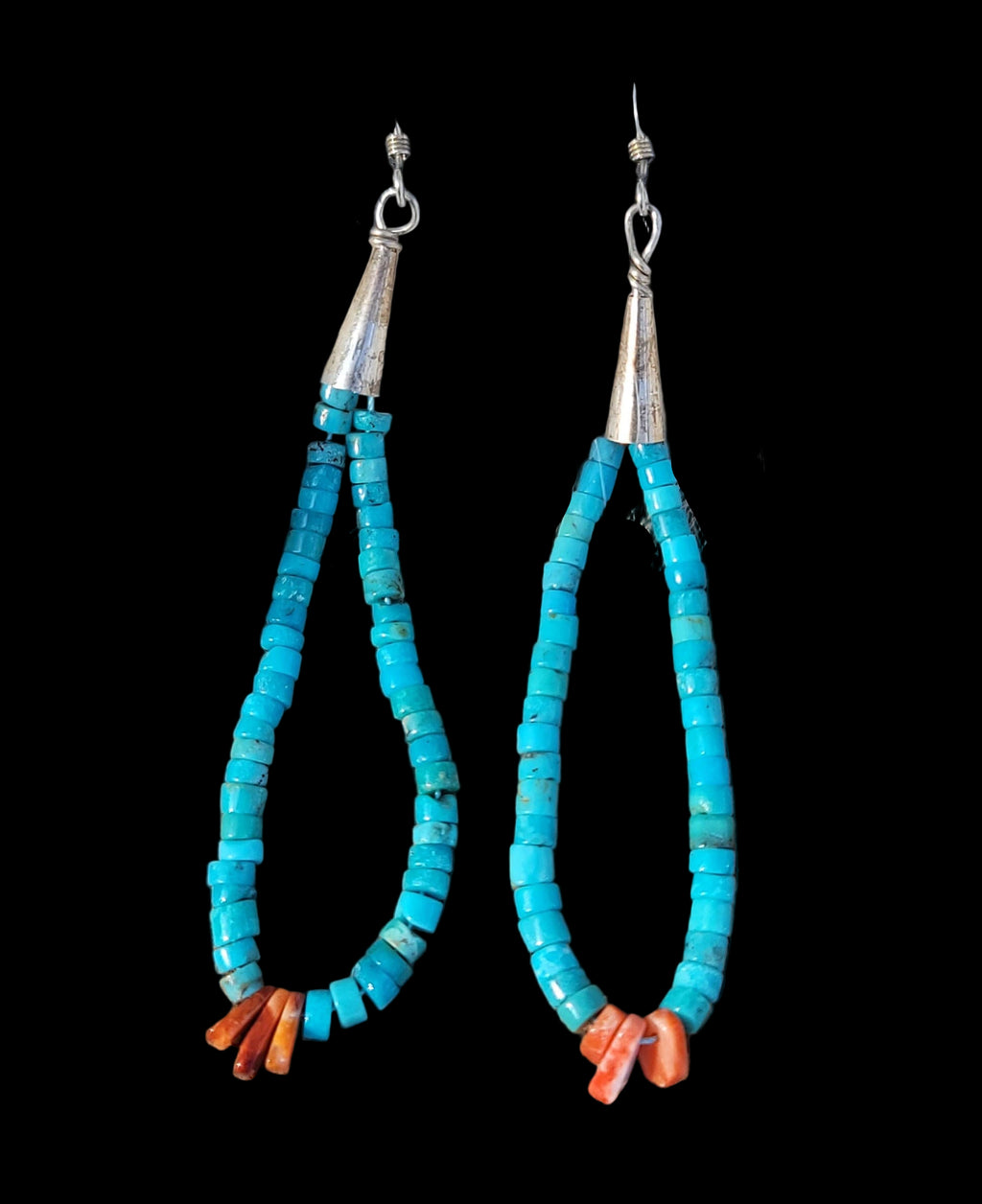 3” Turquoise Loop Earrings w/Spiny Oyster Tips - ESPR11 – STONE FEATHER ...