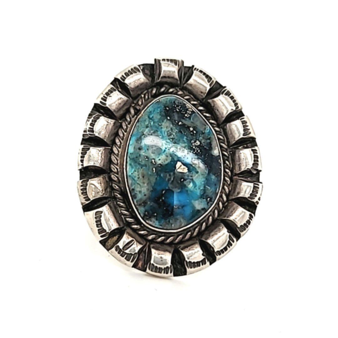 Blue Stone/Pyrite Ring - Size 10.- RMH70
