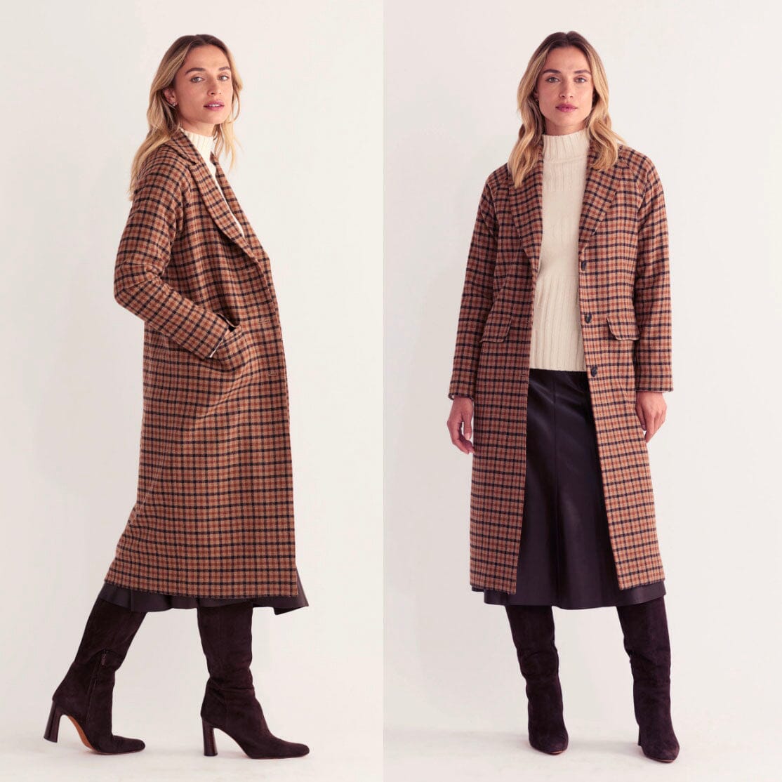 Brooklyn Wool Coat - Tan Check - Pendleton - CTPD9