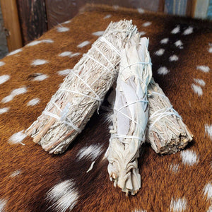 Bundle of 3 White & Blue Sage and Abalone Shell