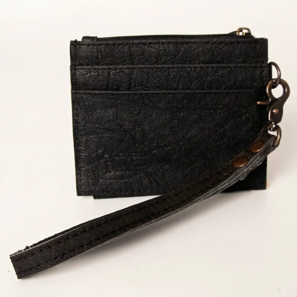 Coin/Card Holder Leather 4"x5" - Black - BAD3-BK