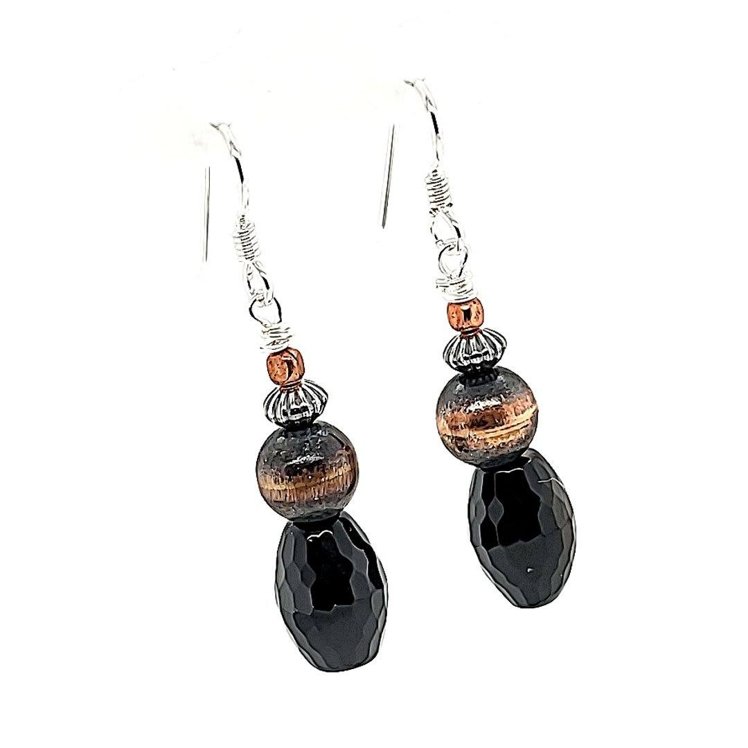 Copper Navajo Pearl / Sardonyx Earrings - E582