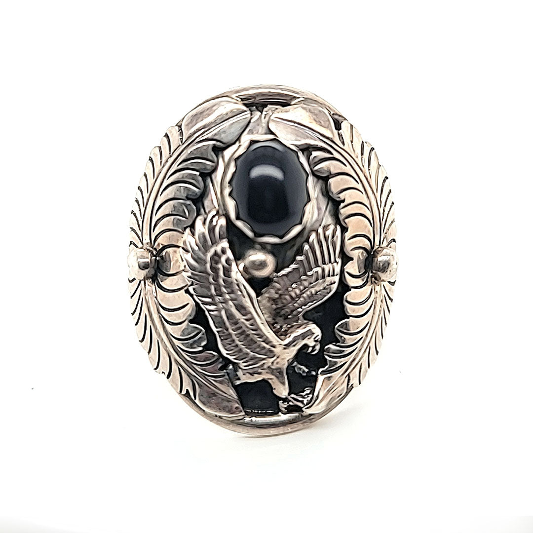 Eagle/Onyx Ring "A" - Size 15 - RMH77