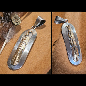 Gold & Sterling Silver Feather Pendant - POA1