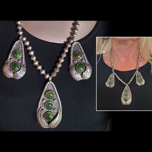 Jade / Sterling / Pearl Necklace - NMH27