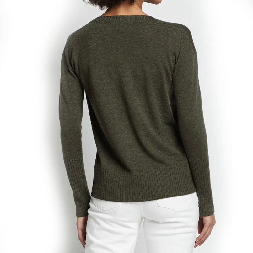 Merino V-Neck Sweater - Olive - SWP86