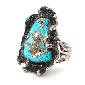 (R) Ring Turquoise With Pyrite, SZ 10.5 - R42