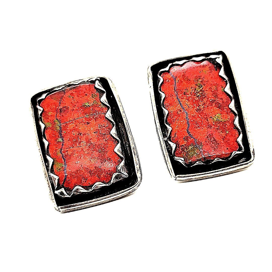 Red Stone Clip Earrings - E522