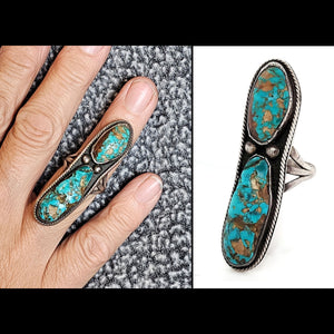 Ring - Sterling And Turquoise VINTAGE, Size 7 - R49