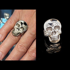 Skull Ring With Inlay - Size 11 - R322