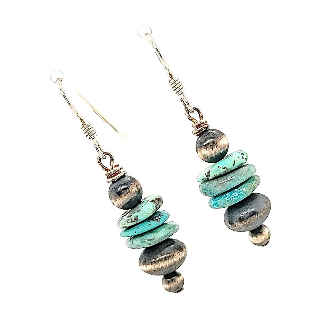 Stacked Navajo Pearl/Turquoise Earrings SZE61-B