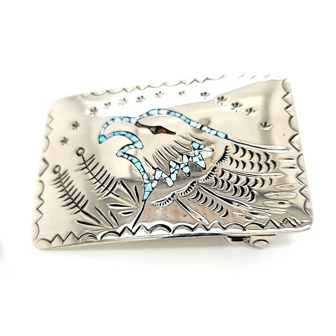 Sterling Belt Buckle W/Inlay - BB02A