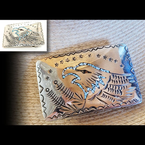 Sterling Belt Buckle W/Inlay - BB02A