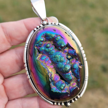 Sterling Silver & Electroplated Druzy Pendant - PSW19