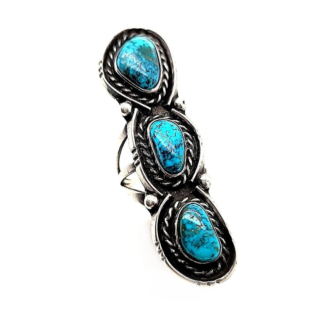 Turquoise 3-Stone Ring - Size 7 - RMH2