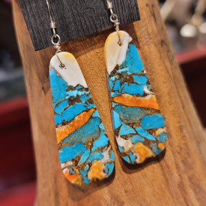 Turquoise and Spiny Oyster composite earrings