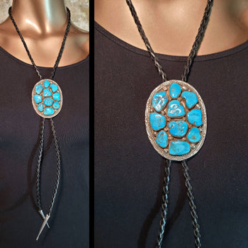 Turquoise and Sterling Silver Navajo Bolo - N460