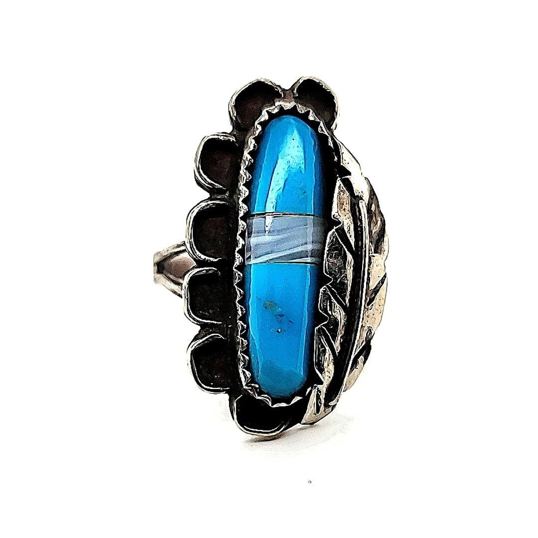 Turquoise / Mother Of Pearl Ring - Size 4.5 - RMH8