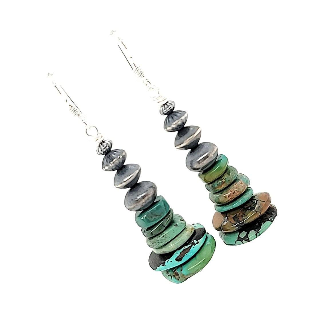 Turquoise / Navajo Pearl Stacked Earrings - E441