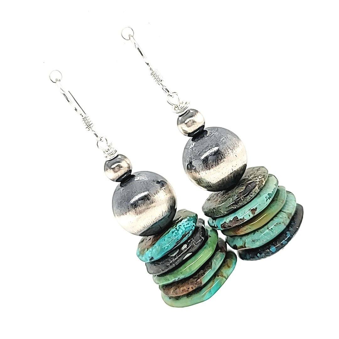 Turquoise / Navajo Pearl Stacked Earrings - E442
