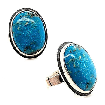 Turquoise Oval Ring "Aztex" - R316
