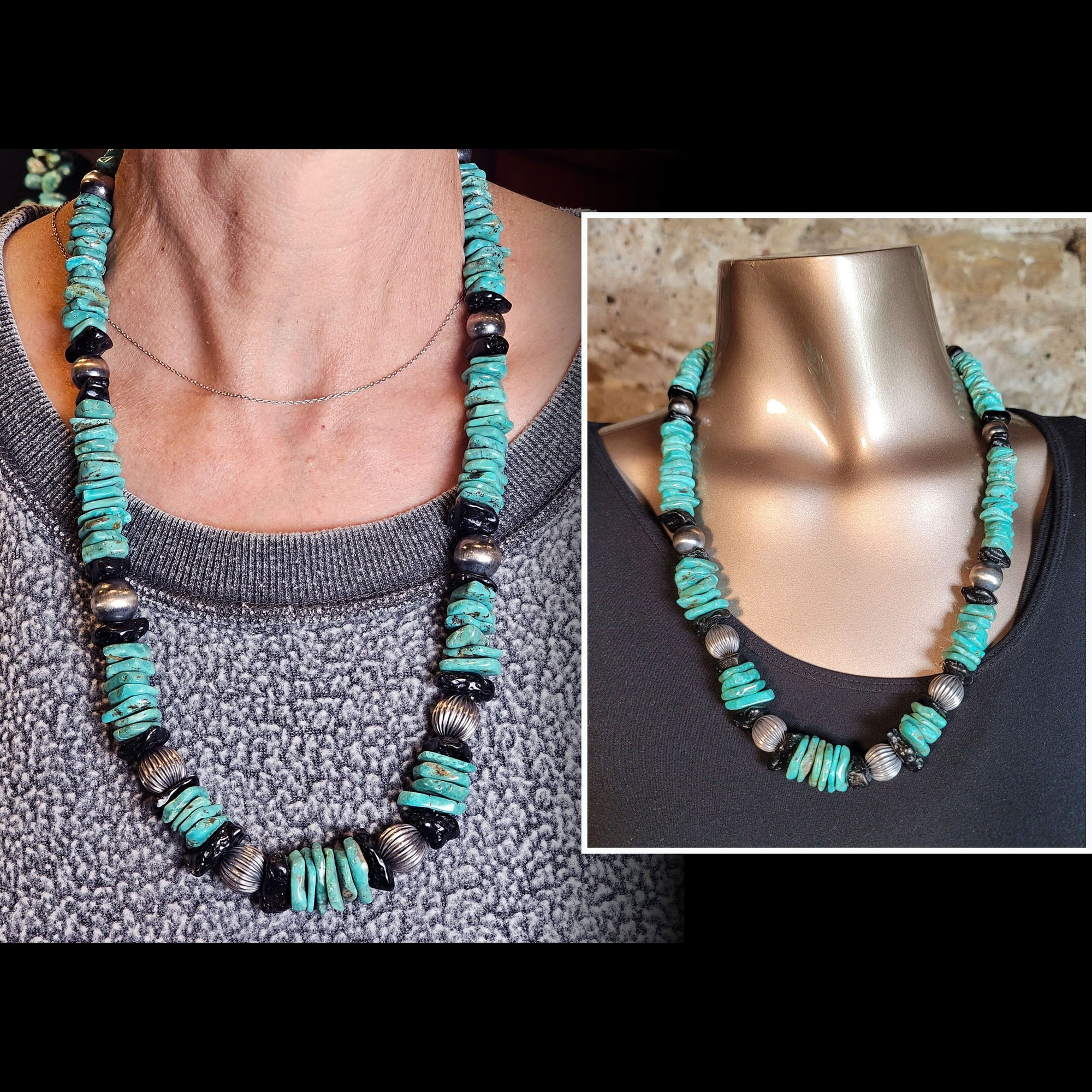 Turquoise / Pearl - 25" Necklace - N582