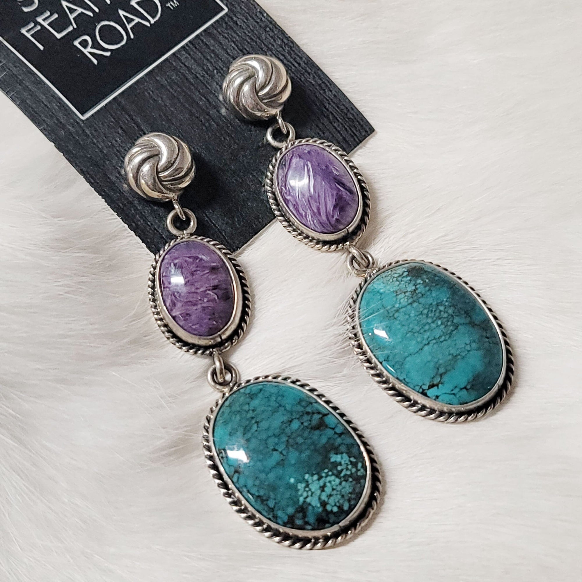 Turquoise & Sugalite Sterling Silver Earrings - EPW1
