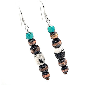 Turquoise / White Buffalo / Copper Navajo Pearl Earrings - ESZ105