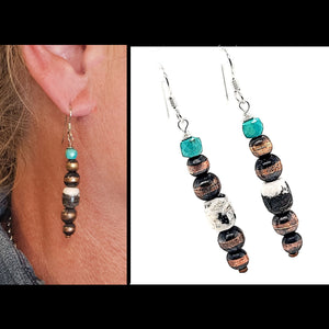 Turquoise / White Buffalo / Copper Pearl Earrings - ESZ105