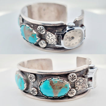 Watch Band Cuff - Turquoise and Sterling Silver - CU70